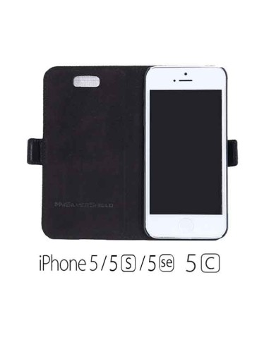Etui anti-ondes iPhone 5 / 5s / SE / 5c cuir supérieur noir (book)