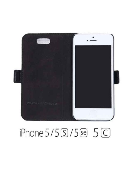 Etui anti-ondes iPhone 5 / 5s / SE / 5c cuir supérieur noir (book)