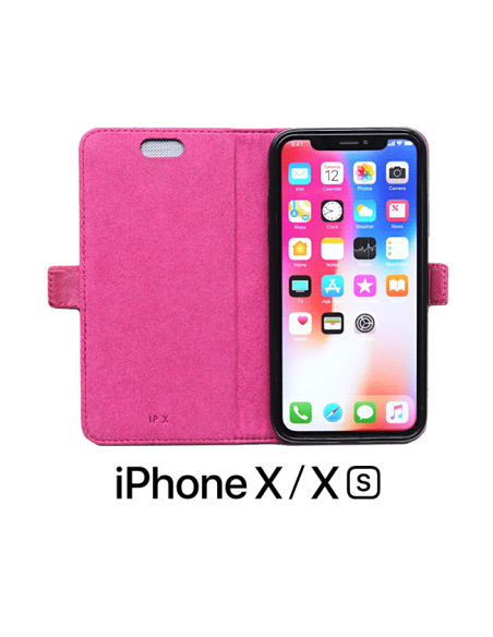 Etui anti-ondes iPhone X / XS cuir supérieur couleur rose (book)