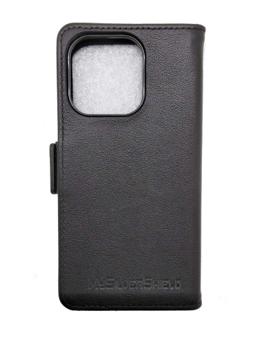 Etui noir anti-ondes en cuir pour Apple iPhone 16 Pro