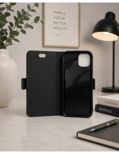 Custodia in pelle nera anti-wave per Apple iPhone 15 Pro Max