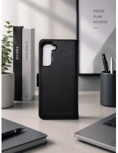 Etui anti-ondes en cuir noir pour Samsung Galaxy S22 Plus