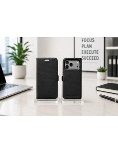 Étui anti-ondes en cuir noir pour iPhone 17 Pro Max