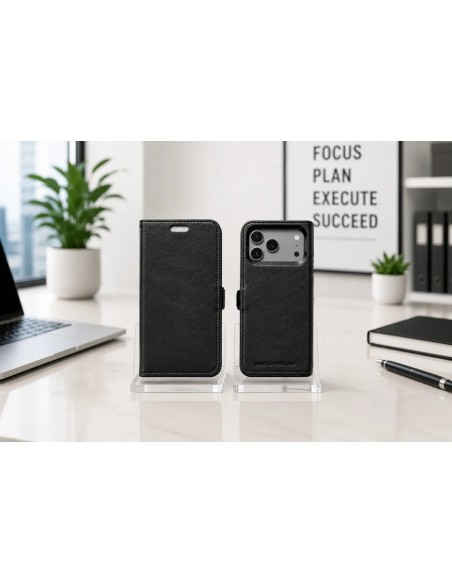 Étui anti-ondes en cuir noir pour iPhone 17 Pro Max