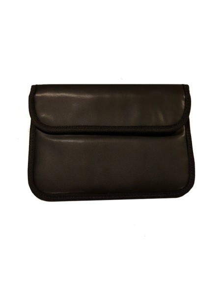 Pochette Faraday grand modèle noir cuir
