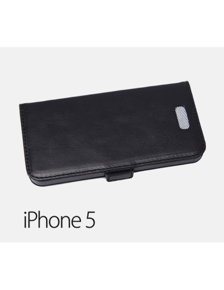 Etui anti-ondes iPhone 5 / 5s / SE cuir supérieur noir (book)