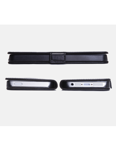 Etui anti-ondes iPhone 5 / 5s / SE cuir supérieur noir (book)