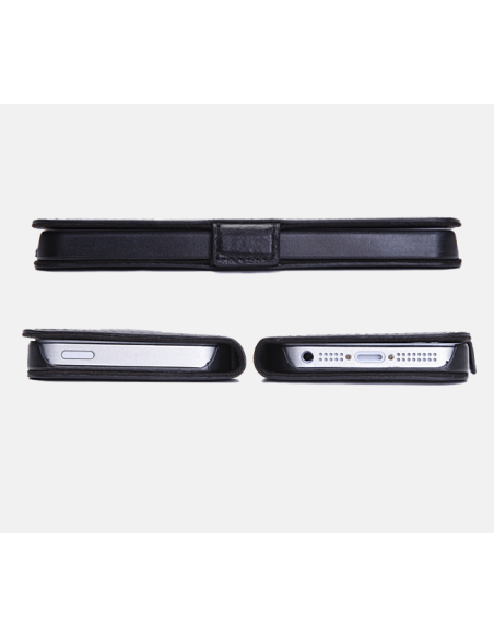 Etui anti-ondes iPhone 5 / 5s / SE cuir supérieur noir (book)