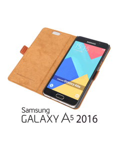 Etui Samsung Galaxy A5 2016 cuir supérieur fauve (book) 2