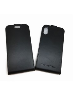 iPhone X/XS black top leather anti-wave case (up-down) 2