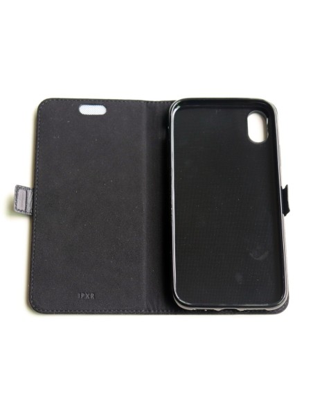 Etui anti-ondes iPhone XR cuir supérieur couleur noir (book)