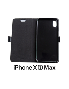 iPhone XS Max Leder Anti-Wellen-Hülle Schwarz (Book) 2