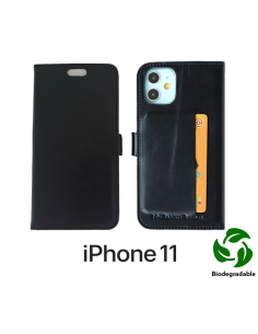 iPhone 11 Schwarzes Leder (biologisch abbaubar & Kartenhalter) 2