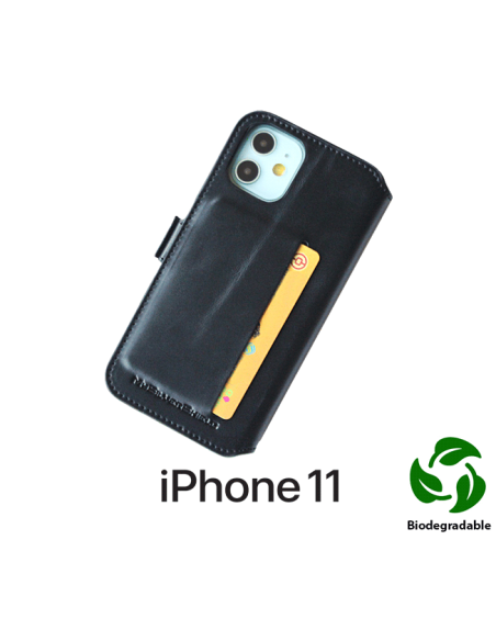 Etui anti-ondes iPhone 11 cuir noir (biodégradable & porte-carte)