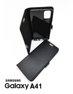Samsung Galaxy A41 black top leather anti-wave case 2